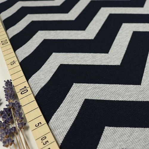 Bio Interlock Jacquard Chevron In Dark Blue - Nevis Von Stoffonkel 1 Bio Interlock Jacquard Chevron In Dark Blue - Nevis Von Stoffonkel