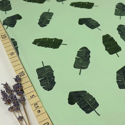Bio Jersey Banana Leaves In Pastell Grün Von Bloome Copenhagen 1 Bio Jersey Banana Leaves In Pastell Grün Von Bloome Copenhagen