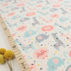 Bio Jersey Motiv Mini Jungle Von Stoffonkel In Weiß Rosa