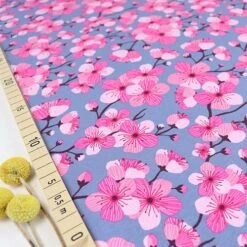 Bio Jersey Motiv Sakura In Blau Von Stoffonkel