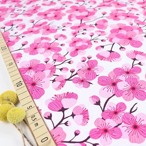 Bio Jersey Motiv Sakura In Weiß Von Stoffonkel 1 Bio Jersey Motiv Sakura In Weiß Von Stoffonkel