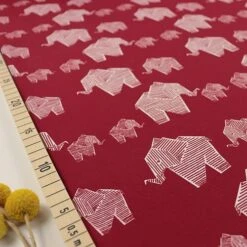 Bio Jersey Origami Motiv Elephant Von Stoffonkel In Kirsche