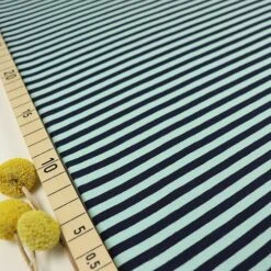 Bio Jersey Stoff Streifen Aqua Dark Ringeljersey Stoffonkel