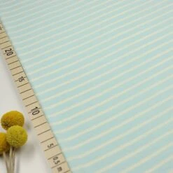 Bio Jersey Stoff Streifen Hellblau Vanille Ringeljersey Stoffonkel