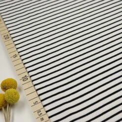 Bio Jersey Stoff Streifen Weiß Schwarz Ringeljersey Stoffonkel