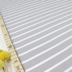 Bio Jersey Stoff Mit Streifen Hellgrau Weiß Als Ringeljersey