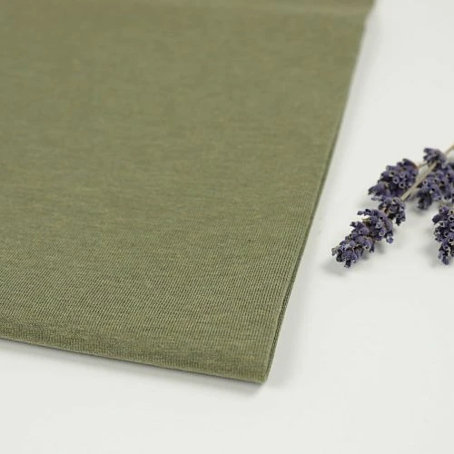 Bio Jersey Stoff Uni Olivgrün Meliert Von Fabrilogy 1 Bio Jersey Stoff Uni Olivgrün Meliert Von Fabrilogy