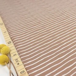 Bio Ringeljersey Stoff Good Vibes Stripes Taupe Von Stoffonkel