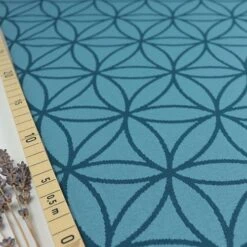 Bio Strickjacquard Blume Des Lebens In Beach House Blue Von Stoffonkel