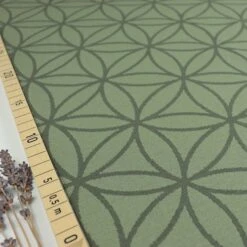 Bio Strickjacquard Blume Des Lebens In Moos Von Stoffonkel