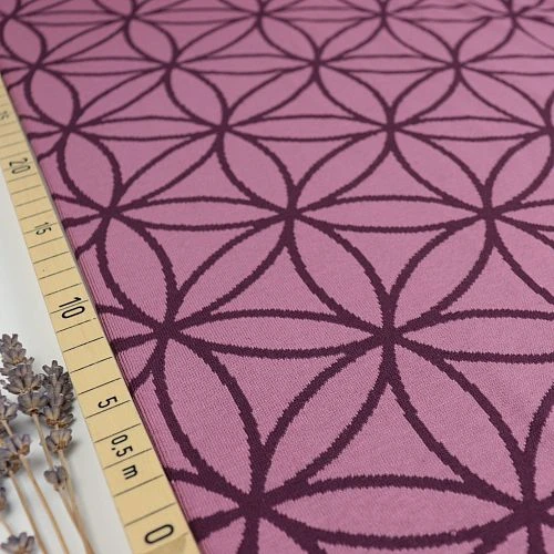 Bio Strickjacquard Blume Des Lebens In Pflaume Von Stoffonkel 1 Bio Strickjacquard Blume Des Lebens In Pflaume Von Stoffonkel