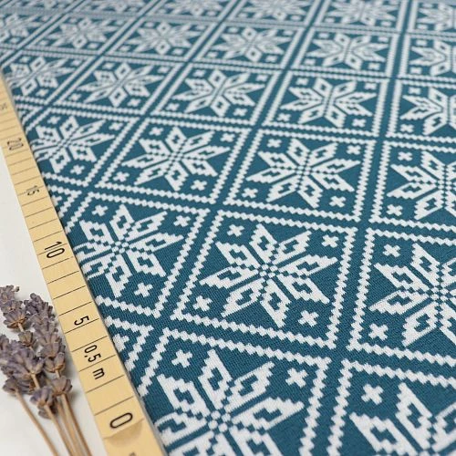 Bio Strickjacquard Snowflake In Petrol Von Stoffonkel 1 Bio Strickjacquard Snowflake In Petrol Von Stoffonkel