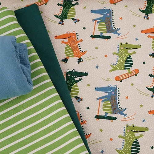 Bio Jersey Motiv Crocs On Wheels Von Stoffonkel In Macadamia 4 Bio Jersey Motiv Crocs On Wheels Von Stoffonkel In Macadamia – Bild 4