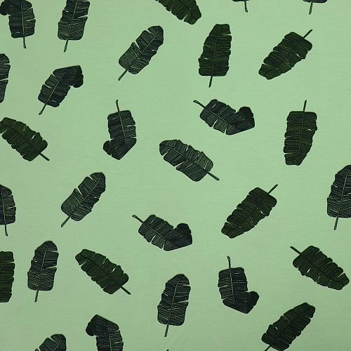 Bio Jersey Banana Leaves In Pastell Grün Von Bloome Copenhagen 2 Bio Jersey Banana Leaves In Pastell Grün Von Bloome Copenhagen – Bild 2