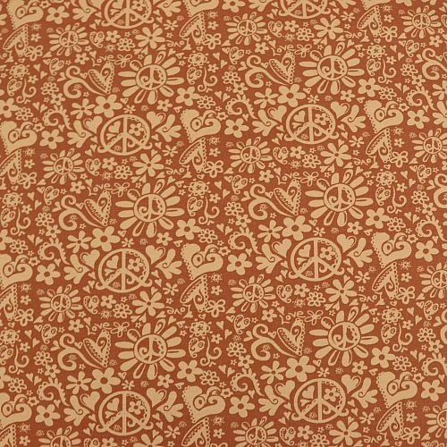 Bio Jersey Motiv Happy Peace In Karamell Von Stoffonkel 2 Bio Jersey Motiv Happy Peace In Karamell Von Stoffonkel – Bild 2