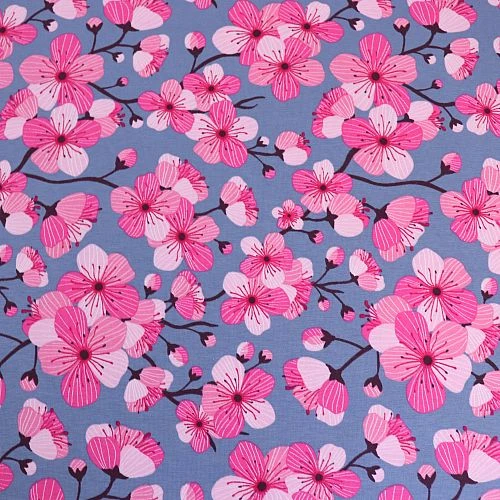 Bio Jersey Motiv Sakura In Blau Von Stoffonkel 2 Bio Jersey Motiv Sakura In Blau Von Stoffonkel – Bild 2