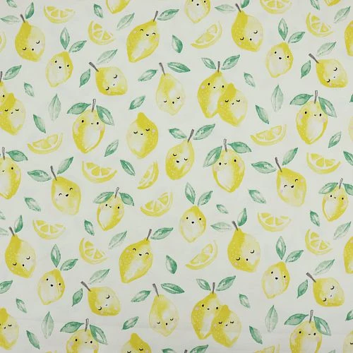 Bio Jersey Motiv Zitronen Aquarell Von Stoffonkel In Weiß 2 Bio Jersey Motiv Zitronen Aquarell Von Stoffonkel In Weiß – Bild 2