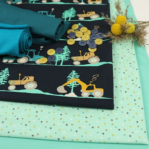 Bio Jersey Stoff Mini Jungle Confetti Mint Von Stoffonkel 5 Bio Jersey Stoff Mini Jungle Confetti Mint Von Stoffonkel – Bild 5