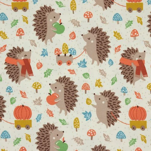 Bio Jersey Motiv Pucky Der Igel Von Stoffonkel In Weiß Beige 3 Bio Jersey Motiv Pucky Der Igel Von Stoffonkel In Weiß Beige – Bild 3