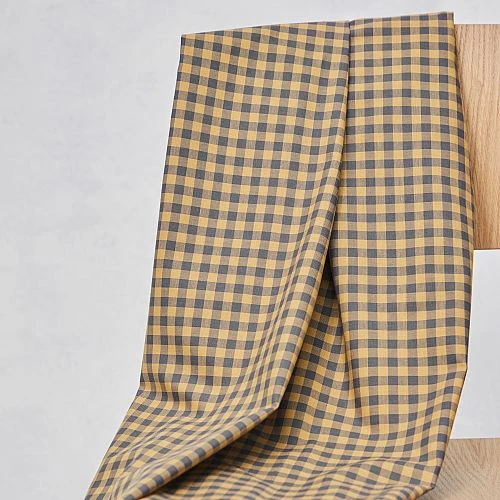 ORGANIC GINGHAM COTTON In Calm Grey/Dry Mustard Von Mind The MAKER 1 ORGANIC GINGHAM COTTON In Calm Grey/Dry Mustard Von Mind The MAKER