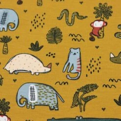 Bio Jersey Safari Animals In Ocker -Angebote Stoffbiotop Store Safari Animals in ocker Bio Jersey 1801 2