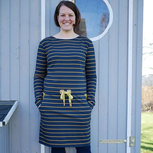 Bio Jersey Stoff Streifen Navy Ocker Streifenjersey 4 Bio Jersey Stoff Streifen Navy Ocker Streifenjersey – Bild 4